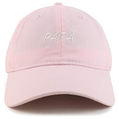 Trendy Apparel Shop Papa Embroidered Soft Crown 100% Brushed Cotton Cap - color: Light Pink