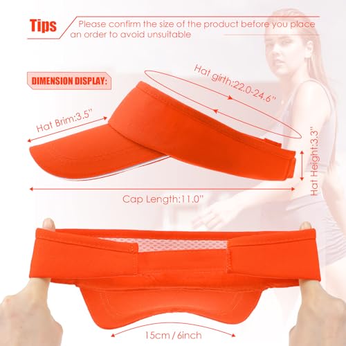 Bonuci 24 Pcs Visor Bulk for Women Sun Hat Visors for Men Tennis - color: Orange