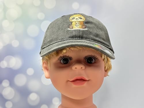 Adjustable Embroidery Animal Baseball Hat for Kid Toddler Child - color: Sloth (Washed Black)