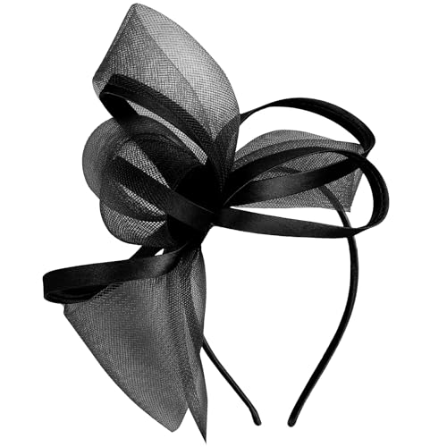 Fascinators Hats for Women, Black Fascinator Headband Women's Tea Party Hat Derby Hats for Cocktail, Wedding, Fancy Dress Party, 1920s Accessories for Women and Girls - color: Black