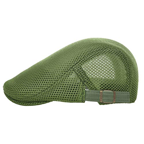 VOBOOM Men Mesh Newsboy Flat Cap Ivy Cabbie Newsboy Cap - color: Green