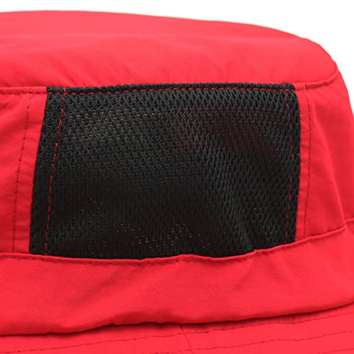 Men Bucket Hat Wide Brimmed Foldable Ladies Surf Sun Hat UPF50+ - color: Red