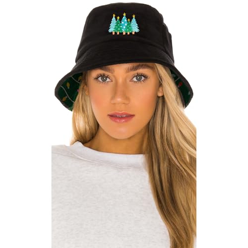 Bucket Hat for Men Women Funny Holiday Fishing Hat Cute Fisherman Cap - color: Xmas Green