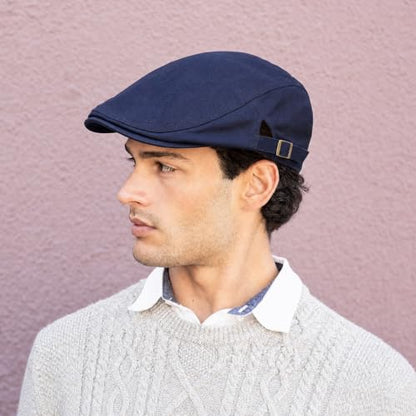 Initlove Mens Newsboy Cap Cotton Ivy Hat Beret Hats for Driving - color: B Navy