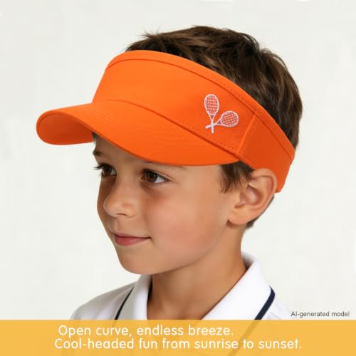 WILLPORT Kids Adjustable Cotton Visor Sun Hat,6-12Y - color: Orange