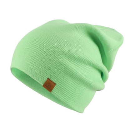 Home Prefer Mens Winter Hats Acrylic Knit Cuff Beanie Cap Warm Womens Beanie Hat - color: Light Green