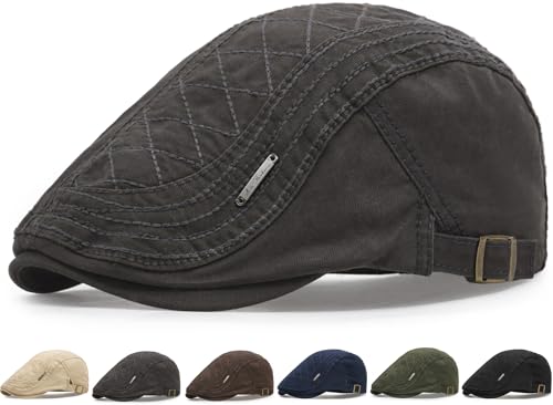 Initlove Mens Newsboy Cap Cotton Ivy Hat Beret Hats for Driving - color: A Grey