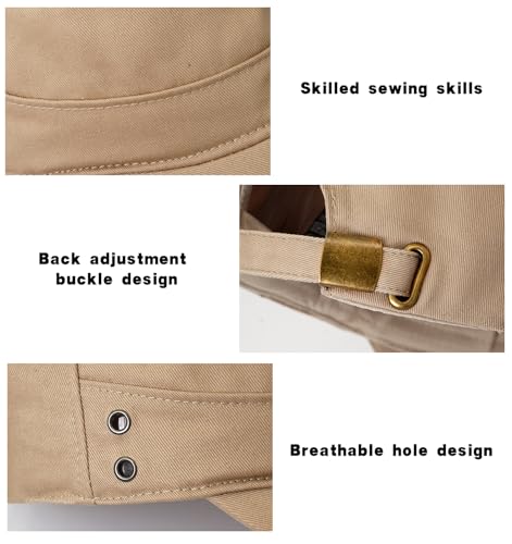 Initlove Cadet Army Cap Military Unisex Flat Top Hat for Men Women - color: Beige