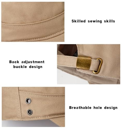 Initlove Cadet Army Cap Military Unisex Flat Top Hat for Men Women - color: Beige