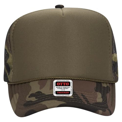 OTTO Cap 5 Panel High Crown Foam Front Mesh Back Trucker Hat, One Size - color: 021cpb