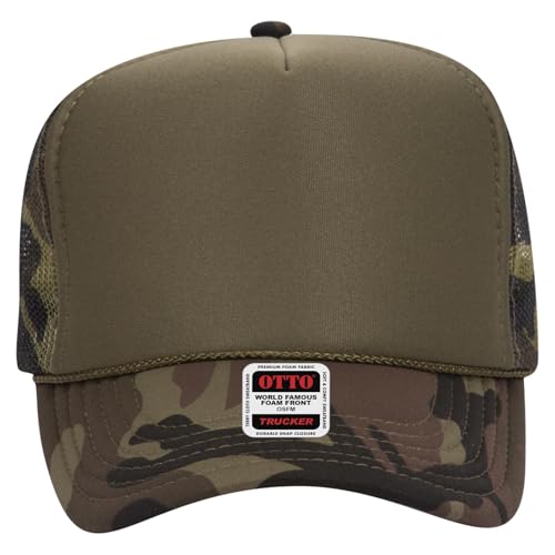 OTTO Cap 5 Panel High Crown Foam Front Mesh Back Trucker Hat, One Size - color: 021cpb