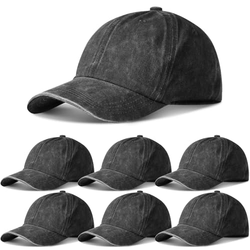 Geyoga 7 Pcs Vintage Baseball Hats - color: Black, size: One Size
