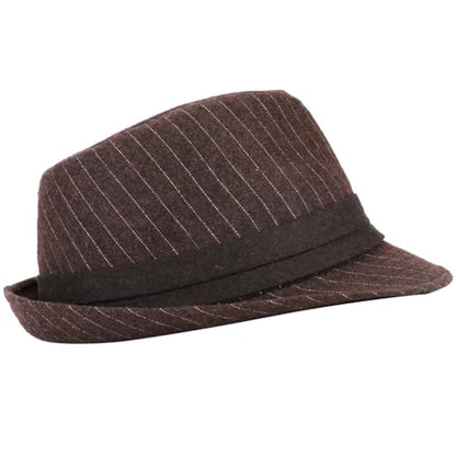 Unisex Fedora Hat Classic Trilby Hats Short Brim Panama Jazz Hat - color: Brown