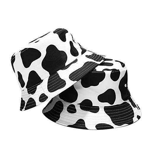 Quanhaigou Unisex Sun Hats, Fashion Beach Bucket Hat for Men Women,Summer Outdoor Boonie Cap Breathable Packable - color: Cow Print