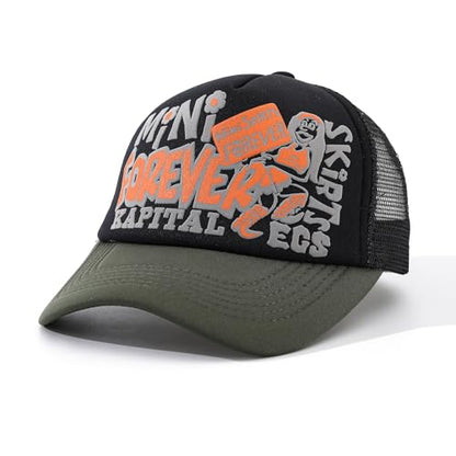 Breathable Snapback Trucker Hats Summer Baseball Caps Adjustable Outdoor Mesh Snap Back Hats for Daily Use - color: Mg-bcm2630-black