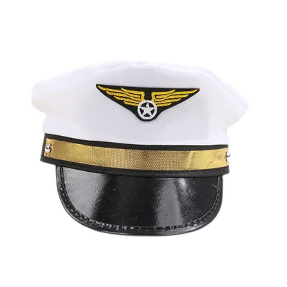 Adult Navy Pilot Airline Captain Hat Airplane Aviator Costume Cap For Captain Halloween Party Cosplay Supplies - color: White