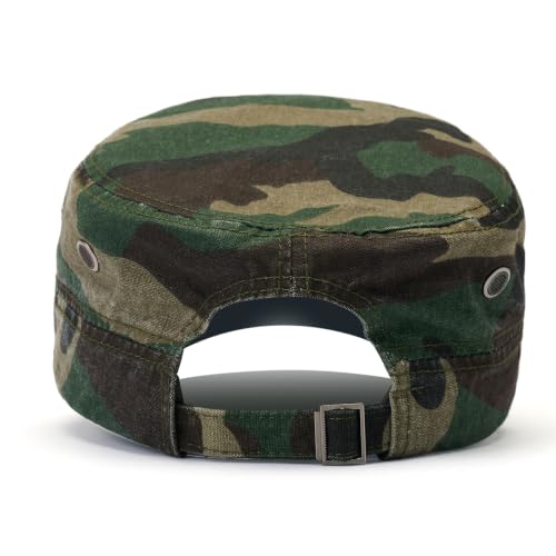 2 Pack Military Caps for Men Women, Washed Cotton Cadet Army Hats - color: Green Camouflage+brown Camouflage