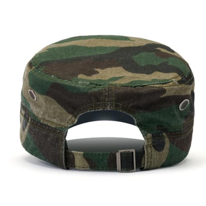 2 Pack Military Caps for Men Women, Washed Cotton Cadet Army Hats - color: Green Camouflage+brown Camouflage