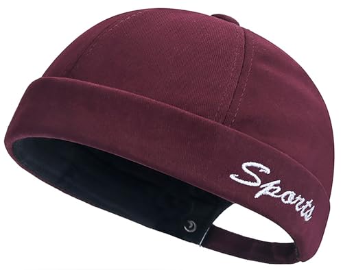 DIYDECAL Retro Brimless Skullcap Hat Docker Cap,Sailor Worker Hat Beanie Hat for Mens - color: Wine