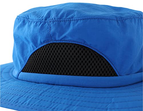 Kids Sun Protection Hat Quick Dry Adjustable Wide Brim Bucket Hat for Boys Girls Summer Fishing Hiking - color: Blue