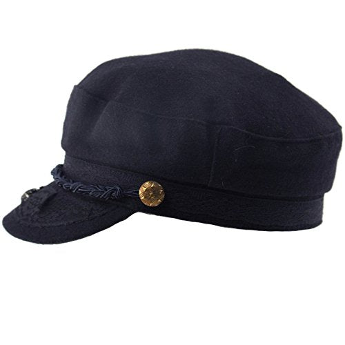 EPOCH Men's Greek Fisherman Sailor Fiddler Winter Wool Driver Hat Flat Cap - color: Navy, size: Large-X-Large