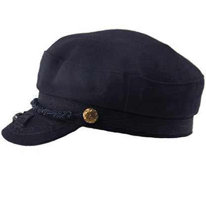 EPOCH Men's Greek Fisherman Sailor Fiddler Winter Wool Driver Hat Flat Cap - color: Navy, size: Large-X-Large
