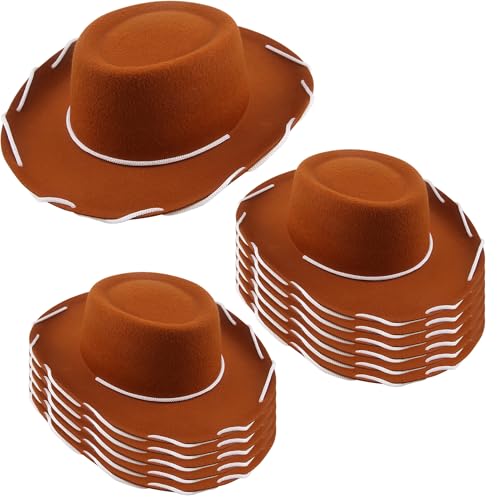 12 Pcs Child Felt Cowboy Hats Wide Brim Cowboy Cowgirl Hat Rodeo Western Hat for Kids Halloween Cosplay Accessories - color: Color Set 2