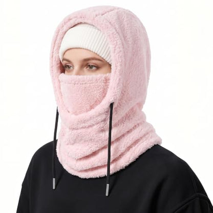 Ski Mask Balalclava Windproof Face Mask Warm Fleece Neck Cover for Cold Weather Helmet Hood for Men & Women - color: B11-2pcs(black+pink)