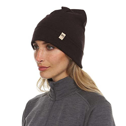 100% Merino Wool Cuff Beanie - Warm Winter Hat - Novelty Beanie - Toque - color: Dark Brown