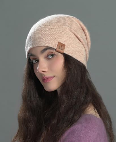 jaxmonoy Slouchy Knit Beanies Winter Hats for Women Men Soft Warm Reversible Slouch Cuffed Skull Knitted Beanie Cap - color: Mixed Pink