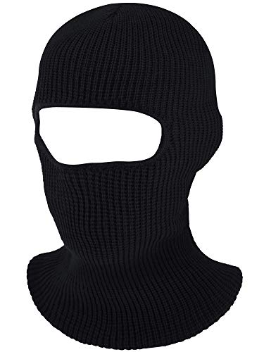 SATINIOR 1 Hole Ski Mask Winter Knitted Balaclava Warm Full Face Mask Windproof Head Cover for Men Women Sports Outdoor - color: Black, size: Medium