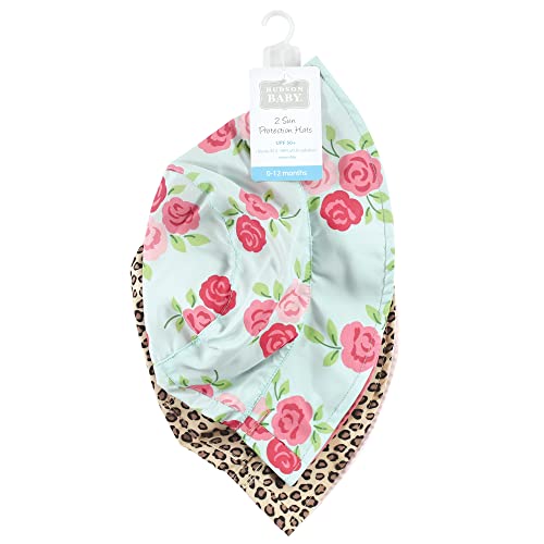 Hudson Baby Baby Hudson Baby Unisex Baby Sun Protection Hat - color: Mint Floral Leopard, size: 0-12 Months