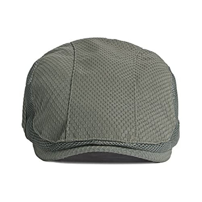 FASHIXD Mens Mesh Flat Caps Light Summer Beret Hat Breathable Newsboy Ivy Cap Cabbie Adjustable - color: Green