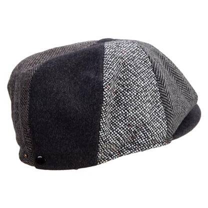 Jeanne Simmons Men's 8 Panel Patch Work Newsboy Cap - color: Grey, size: Large