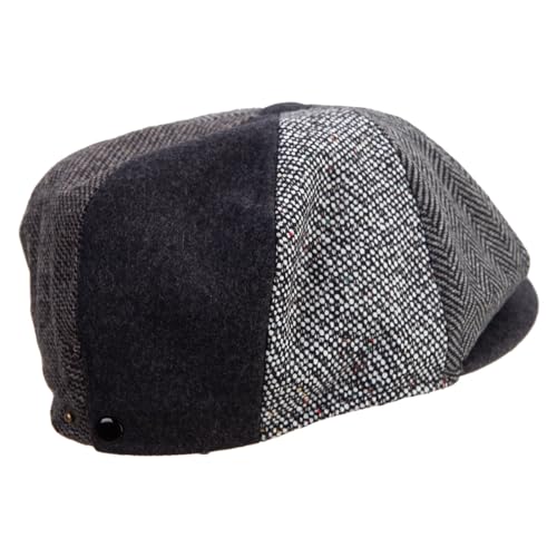 Jeanne Simmons Men's 8 Panel Patch Work Newsboy Cap - color: Grey, size: X-Large