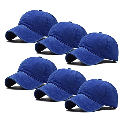 Ultrafun Unisex Vintage Baseball Cap Washed Distressed Plain Blank Baseball Hat Adjustable Dad Hat for Outdoor Sports - color: 6pack-light Blue