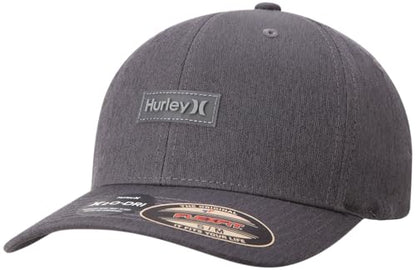 Hurley Mens Baseball Cap - Lightweight H2O-DRI Breathable Moisture Wicking Curved Brim Fitted Hats for Men - color: Black, size: Small-Medium