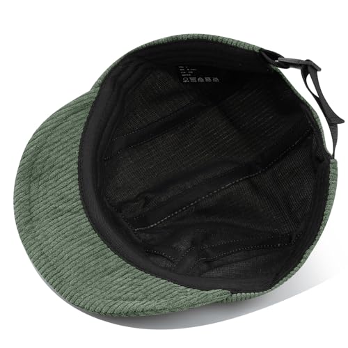 CLAPE Corduroy 5 Panel Hat, Lightweight Breathable Adjustable Soft Flat Brim Baseball Cap Trucker Hat for Outdoor Adventures - color: Gd28-green