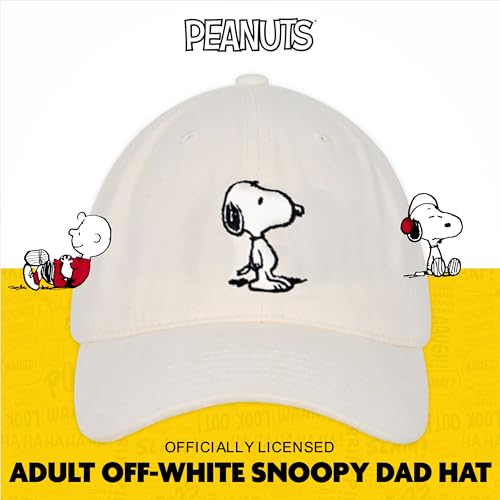 Concept One Unisex Adult Peanuts Snoopy Dad Hat, Adult Cotton Adjustable Baseball Cap with Curved Brim - color: Tan
