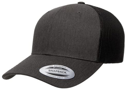 Yupoong Classic Mesh 6 Panel Retro Trucker Cap | Mid Profile Snapback - color: Dark Heather