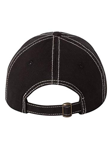 Valucap Adult Bio-Washed Classic Custom Dad Hat - color: Black/ Stone Stitch