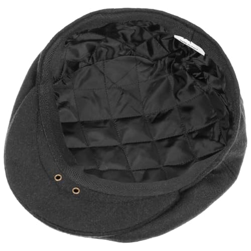 Lipodo Classic Flat Cap Italian-Made Wool Winter Peaked Ivy Cap Men Women - color: Black, size: 7 1/8