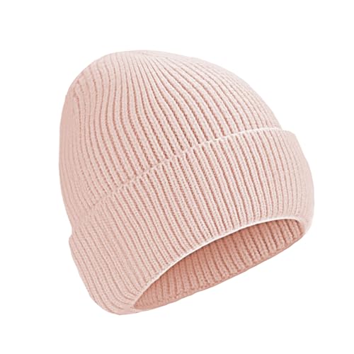 Beanie for Men Women Cuffed Thick Knitted Skull Cap Unisex Winter Hat - color: Pink