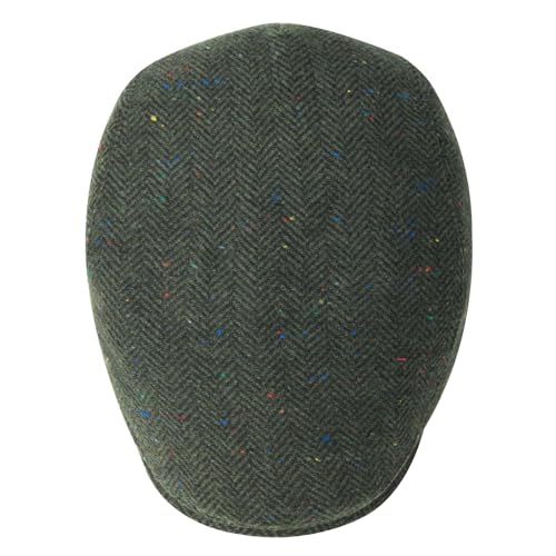 FEINION Men Wool Blend Flat Cap Tweed Newsboy Ivy Hat - color: Flecked Green