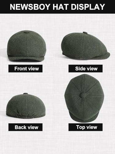 Senker Fashion 2 Pieces Newsboy Cap for Men - color: Black Green