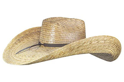 Mexart Oversized Cowboy Wide Brim Straw Hat Dark Natural | Sombrero de Palma Grande Obscuro
