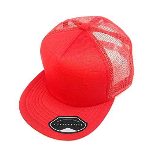 Quality 5 Panel High Crown Trucker Foam Mesh Hat Snapback Men Women Unisex Waterproof Blank Cap #2070 - color: Red