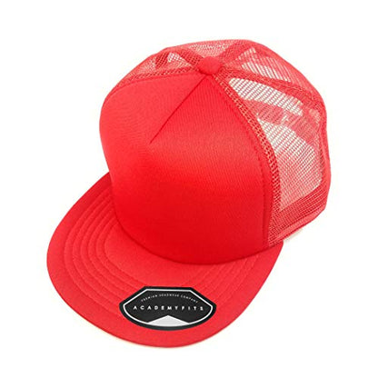 Quality 5 Panel High Crown Trucker Foam Mesh Hat Snapback Men Women Unisex Waterproof Blank Cap #2070 - color: Red