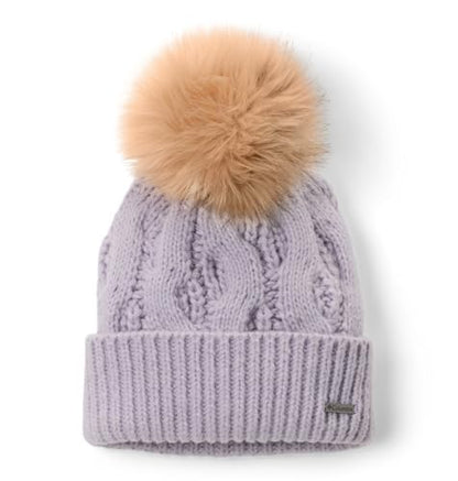 Columbia Women's Boundless Days Cable Knit Pom Beanie - color: Lavender Pearl
