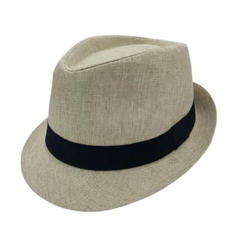 Short Brim Trilby Fedora Hat for Men Women - color: Khaki 01, size: 7 1/2-7 5/8